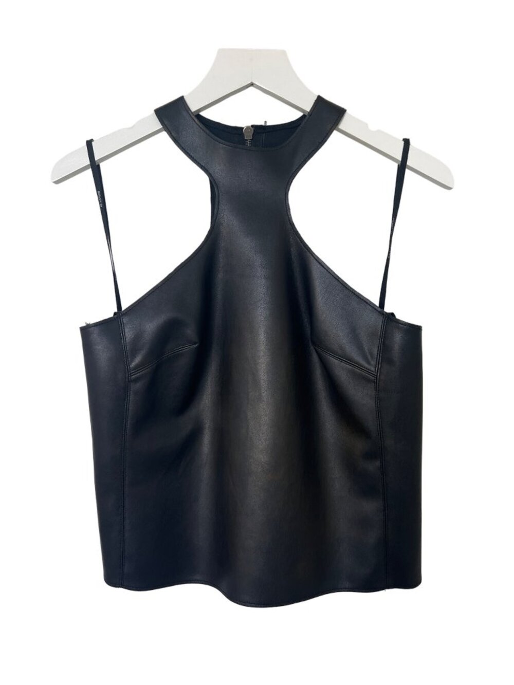 Bailey 44 Black Faux Leather Halter Top